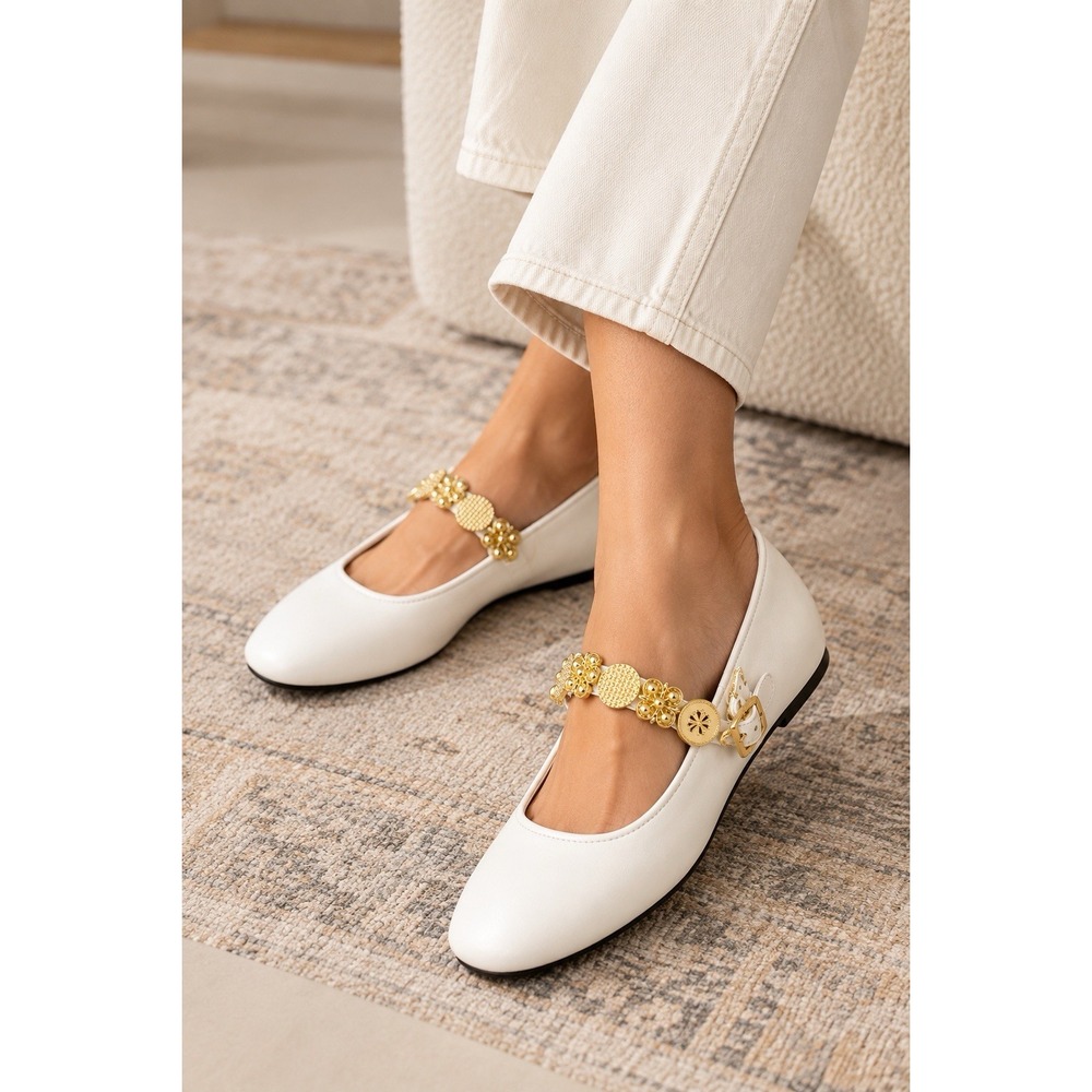 New Jeffrey Campbell Bequest Leather Ornamental Strap Ballet Maryjane Flats New